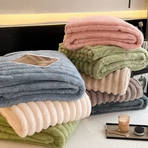 Solid Color Thickened Wide Striped Multifunctional Blanket Can Be Used As Bed Sheet Cover Blanket， Nap Blanket， Pet Blanket