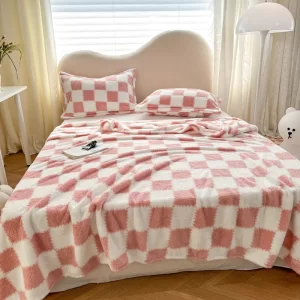 1 Piece Pink White Flannel Panda Fleece Soft And Comfortable Blanket Nap Blanket Suitable For Sofa Bed Sofa Office Suitable