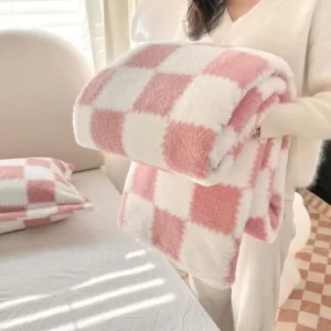 1 Piece Pink White Flannel Panda Fleece Soft And Comfortable Blanket Nap Blanket Suitable For Sofa Bed Sofa Office Suitable